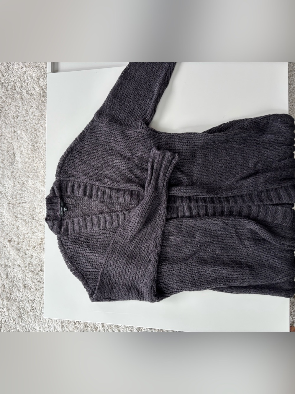 Dynamite Cozy Chunky Knit Open-Front Women's Sweater Cardigan - Charcoal